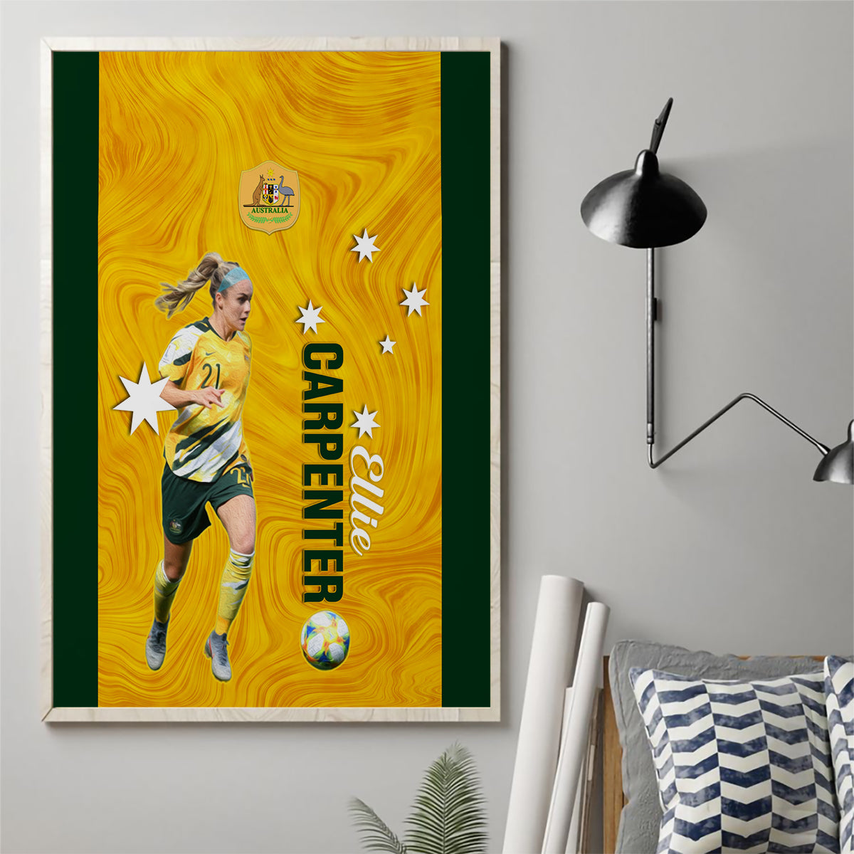 australia-soccer-canvas-wall-art-ellie-carpenter-matildas-gold-version