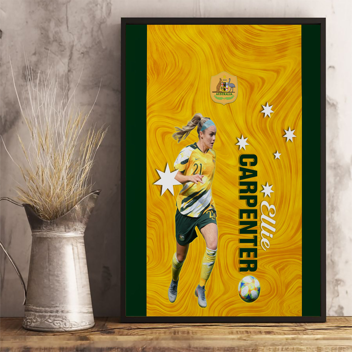 australia-soccer-canvas-wall-art-ellie-carpenter-matildas-gold-version