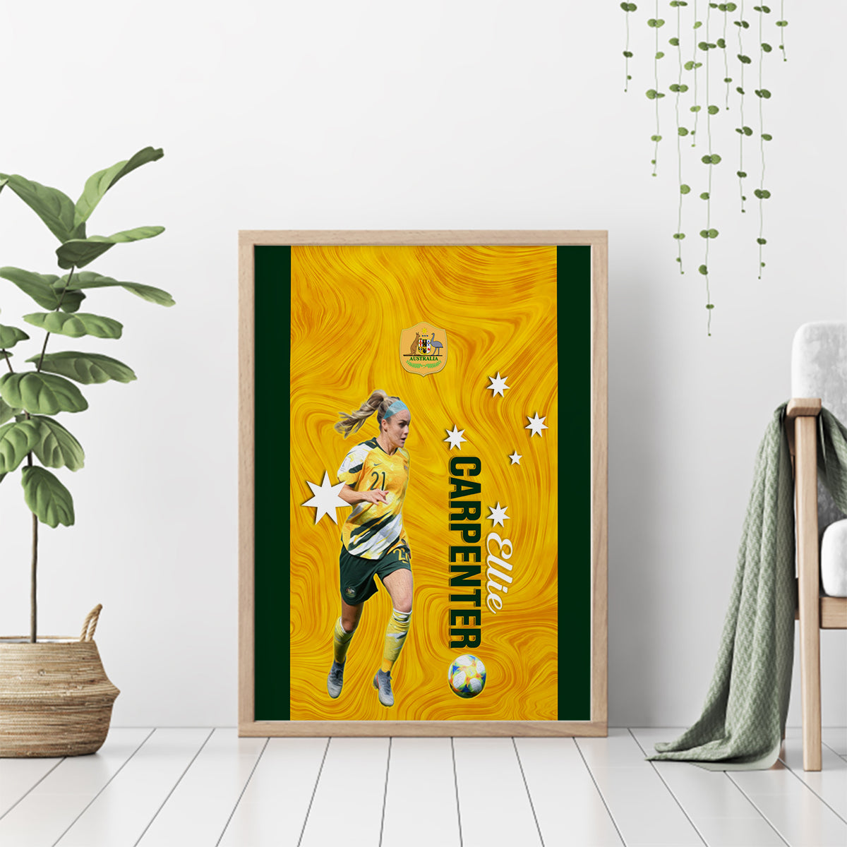australia-soccer-canvas-wall-art-ellie-carpenter-matildas-gold-version