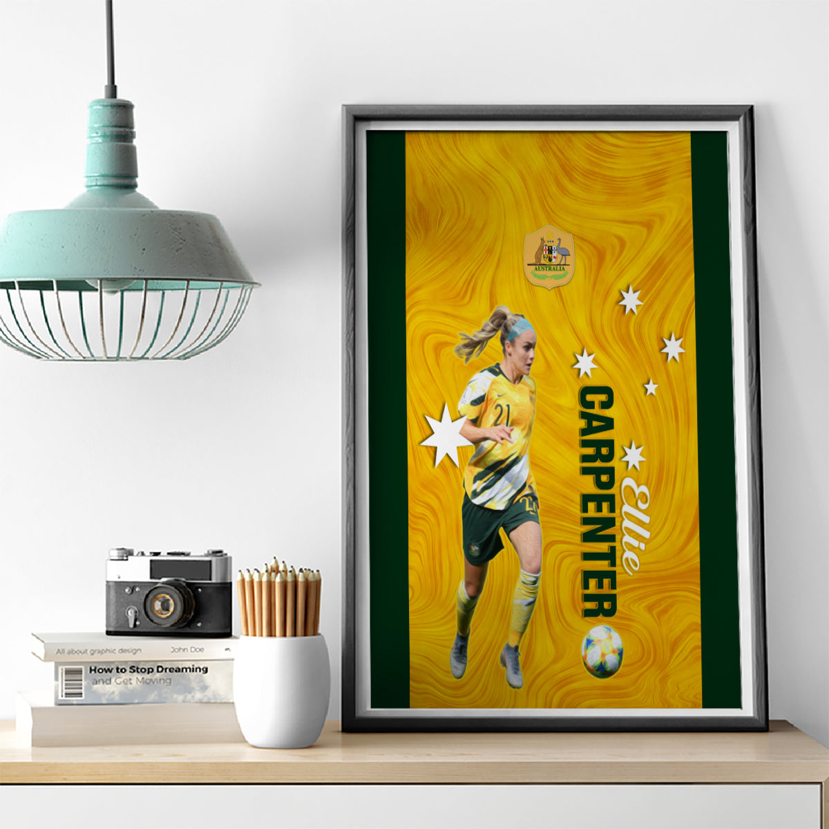 australia-soccer-canvas-wall-art-ellie-carpenter-matildas-gold-version