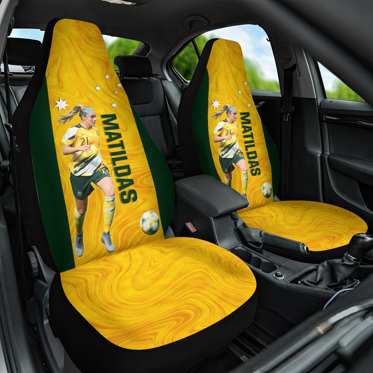 australia-soccer-car-seat-cover-ellie-carpenter-matildas-gold-version