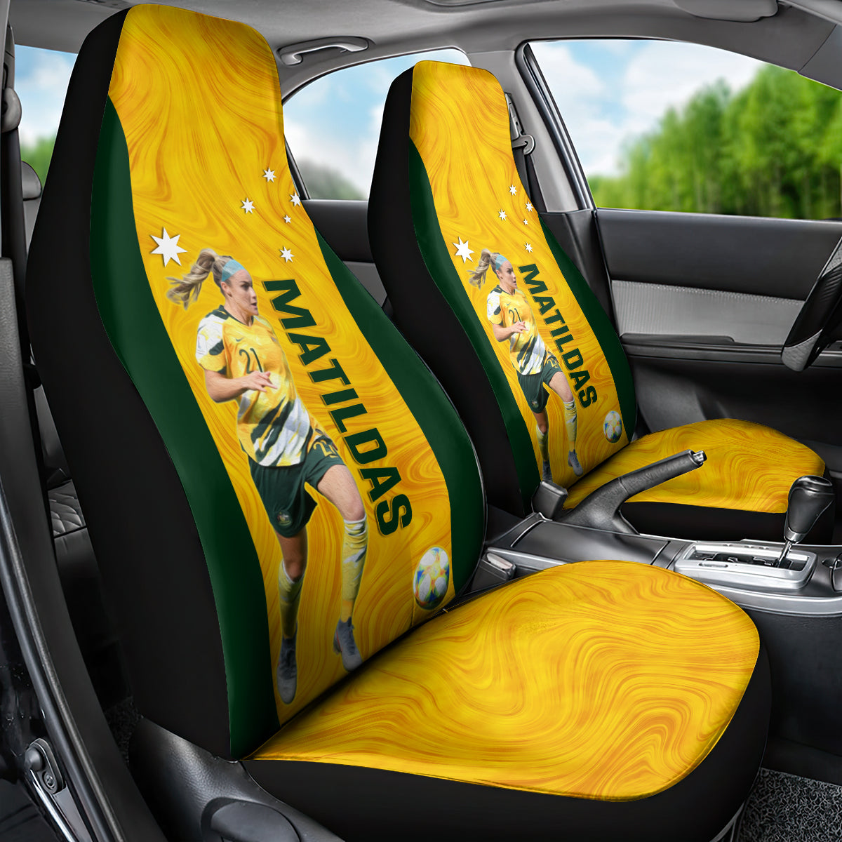 australia-soccer-car-seat-cover-ellie-carpenter-matildas-gold-version