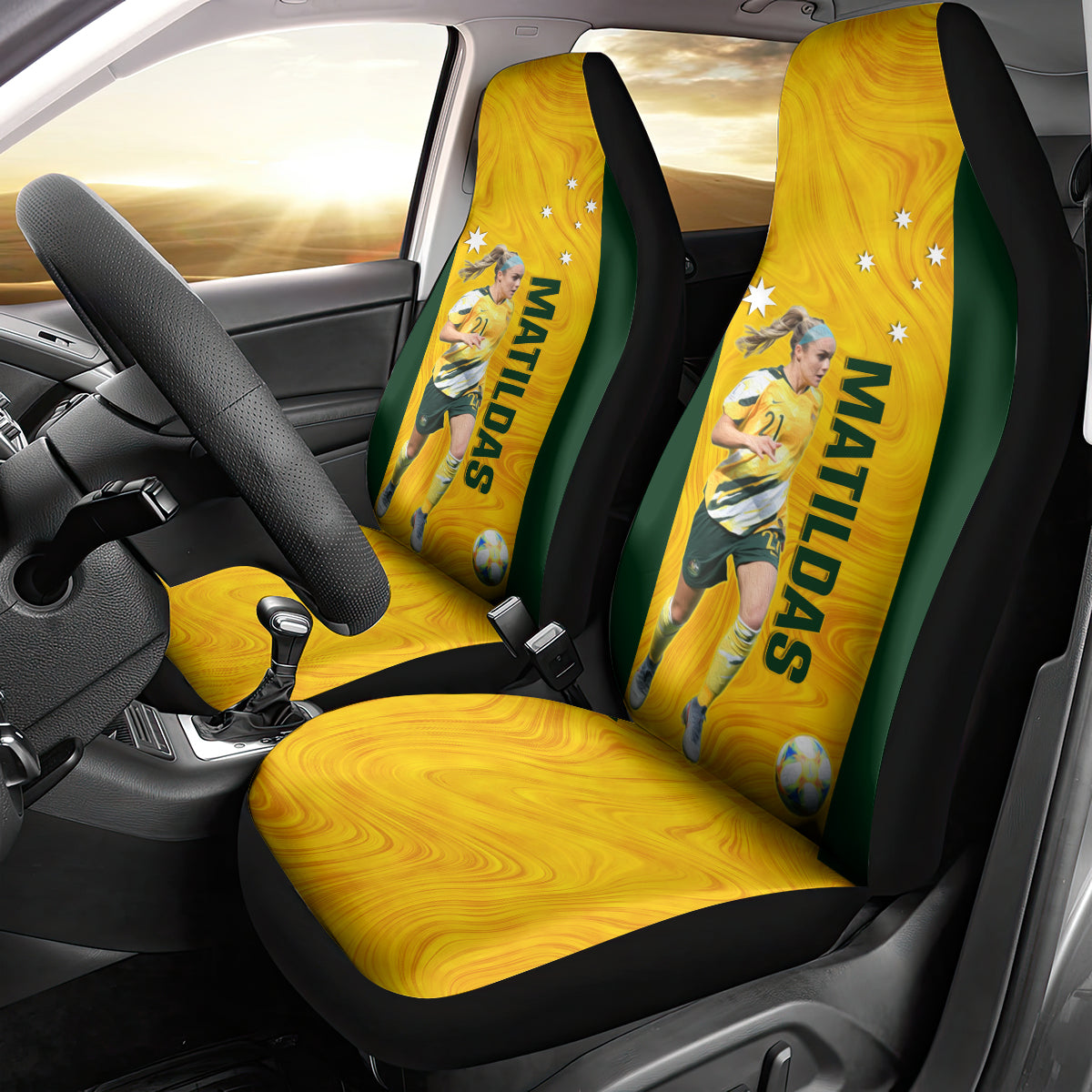australia-soccer-car-seat-cover-ellie-carpenter-matildas-gold-version