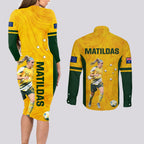 australia-soccer-couples-matching-long-sleeve-bodycon-dress-and-long-sleeve-button-shirt-ellie-carpenter-matildas-gold-version