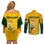 australia-soccer-couples-matching-off-shoulder-short-dress-and-long-sleeve-button-shirt-ellie-carpenter-matildas-gold-version