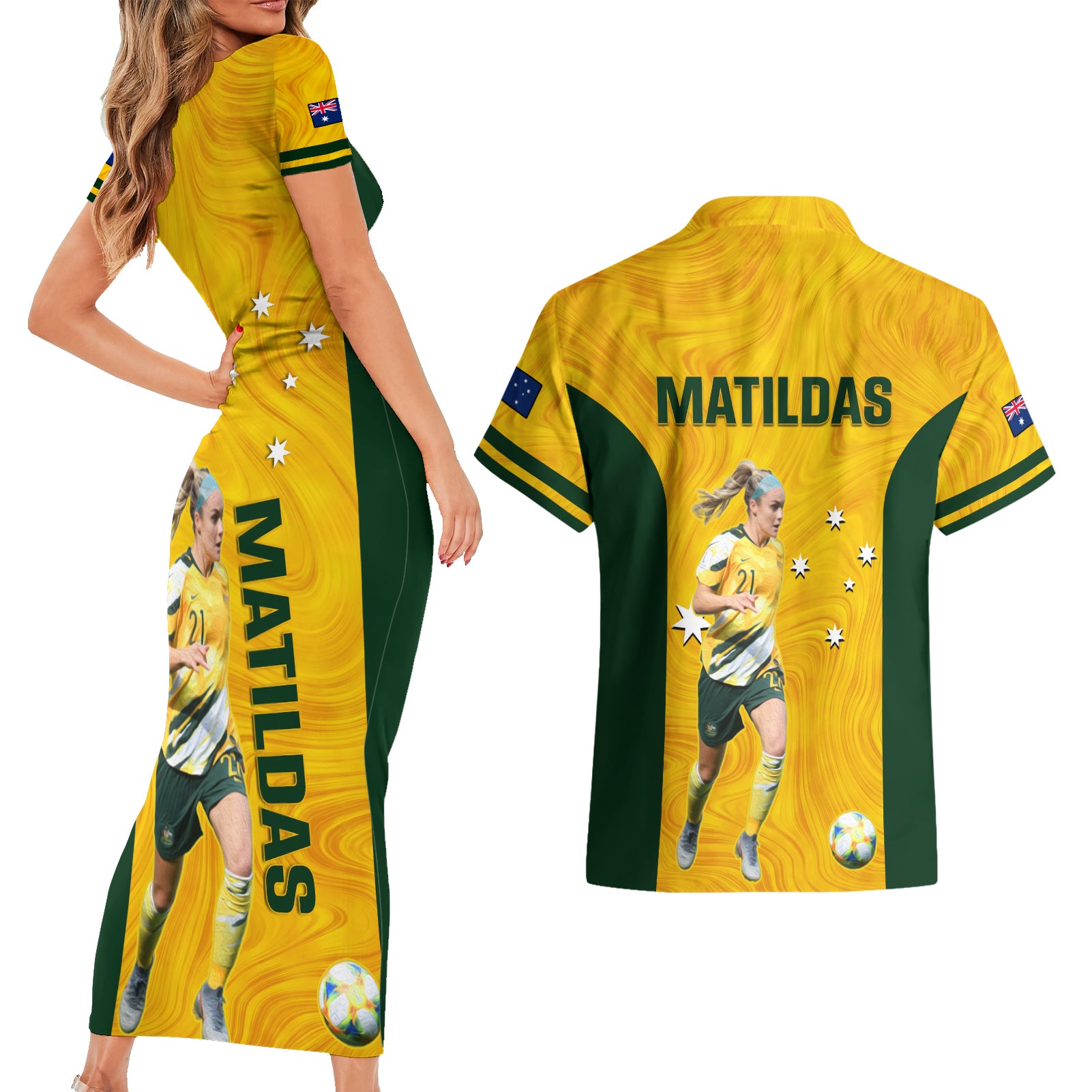 australia-soccer-couples-matching-short-sleeve-bodycon-dress-and-hawaiian-shirt-ellie-carpenter-matildas-gold-version
