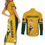 australia-soccer-couples-matching-short-sleeve-bodycon-dress-and-long-sleeve-button-shirt-ellie-carpenter-matildas-gold-version