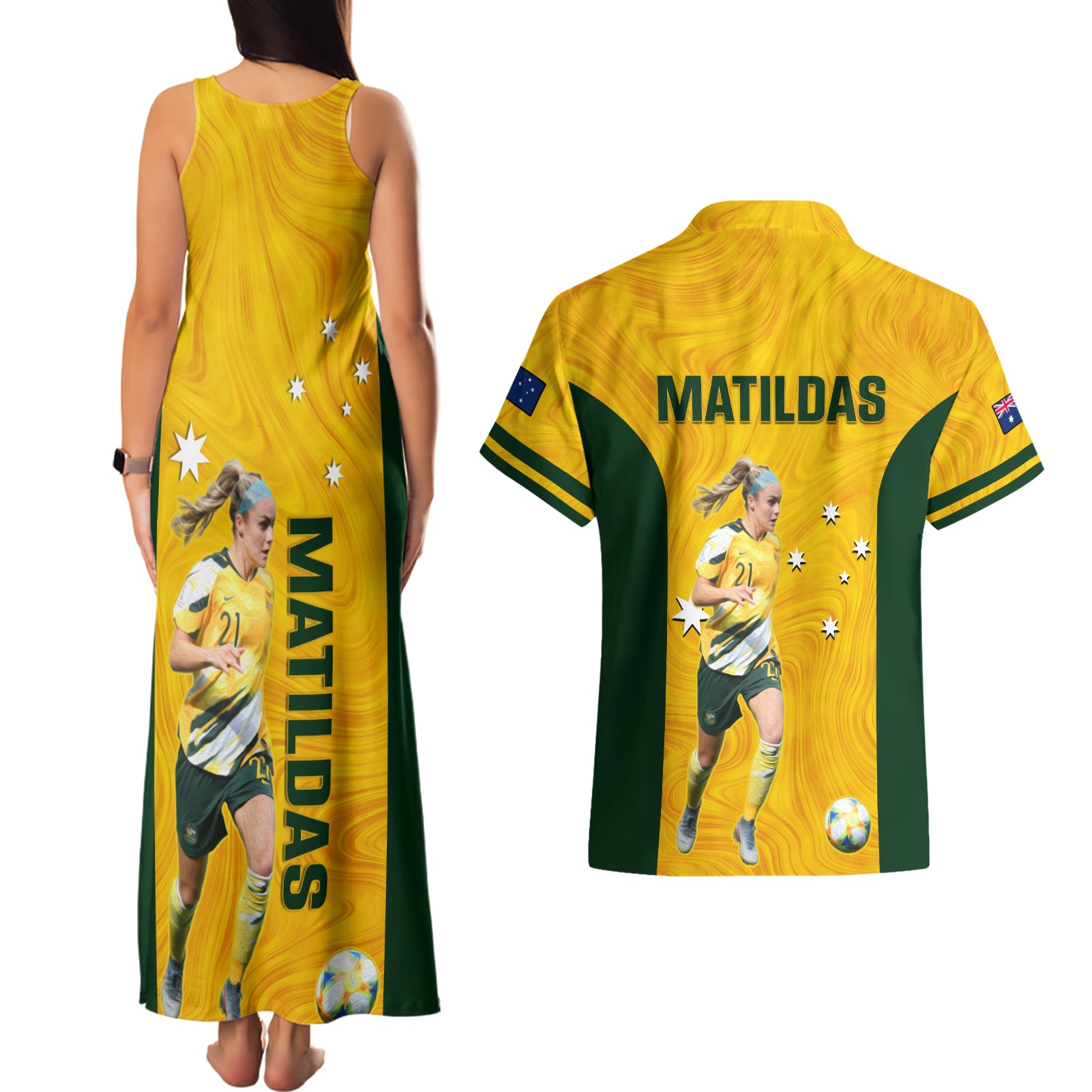 australia-soccer-couples-matching-tank-maxi-dress-and-hawaiian-shirt-ellie-carpenter-matildas-gold-version