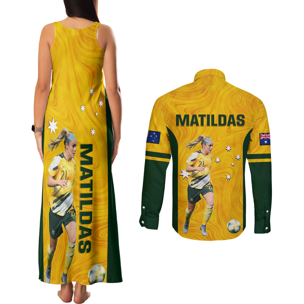 australia-soccer-couples-matching-tank-maxi-dress-and-long-sleeve-button-shirt-ellie-carpenter-matildas-gold-version
