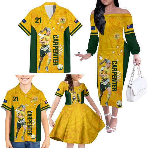 australia-soccer-family-matching-off-shoulder-long-sleeve-dress-and-hawaiian-shirt-ellie-carpenter-matildas-gold-version