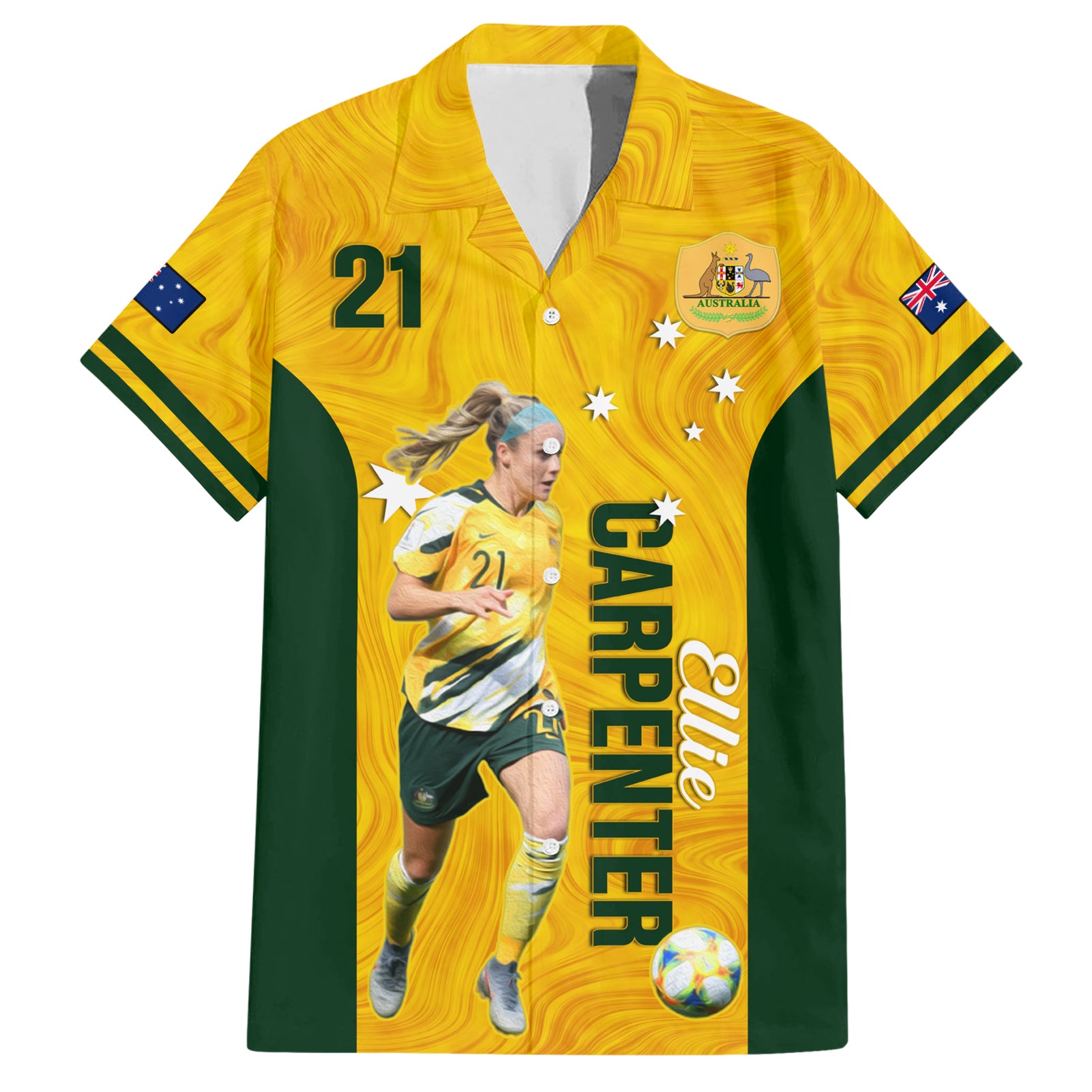 australia-soccer-hawaiian-shirt-ellie-carpenter-matildas-gold-version