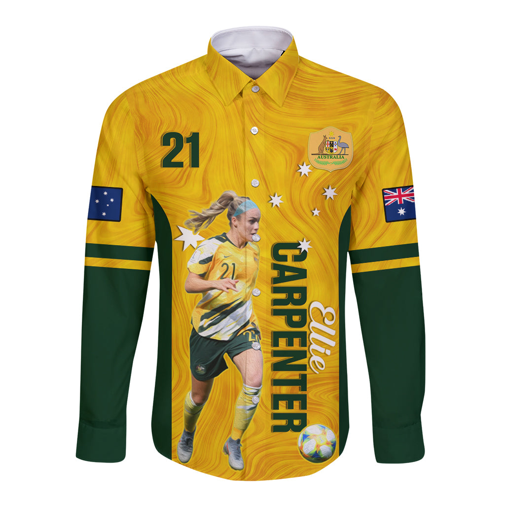 australia-soccer-long-sleeve-button-shirt-ellie-carpenter-matildas-gold-version