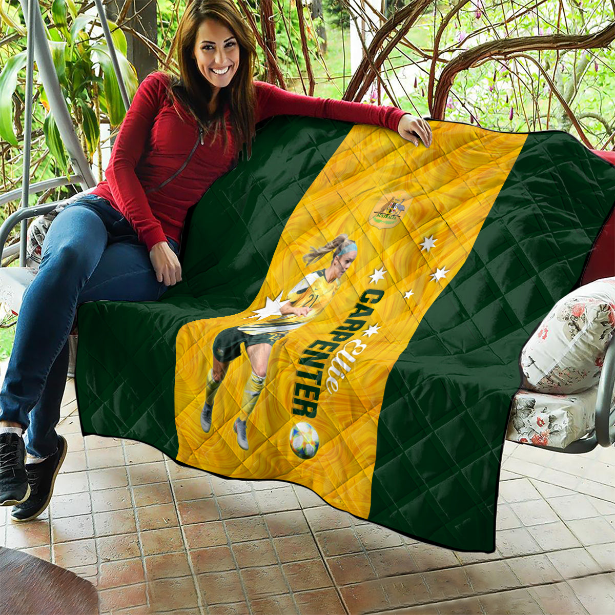 australia-soccer-quilt-ellie-carpenter-matildas-gold-version