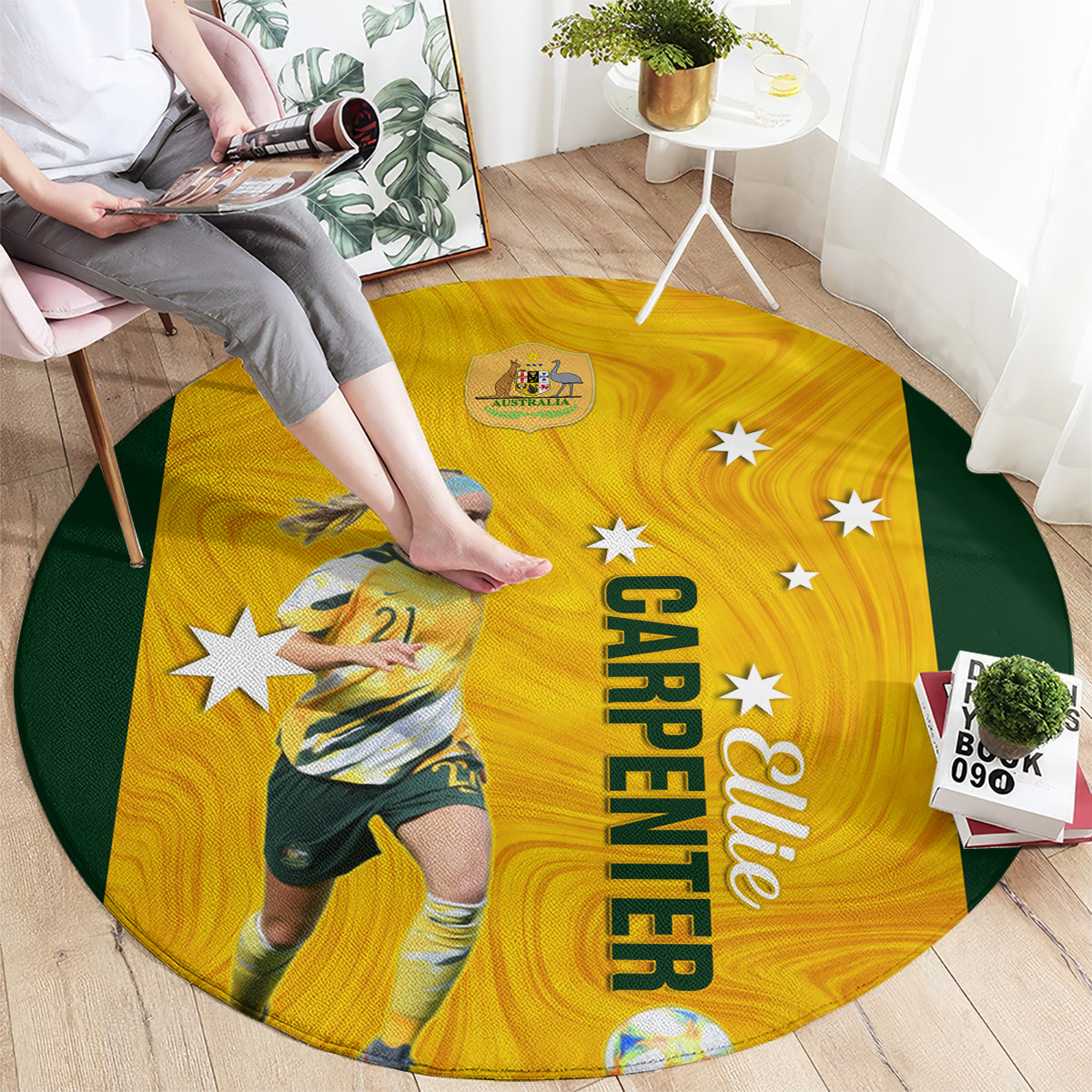 australia-soccer-round-carpet-ellie-carpenter-matildas-gold-version
