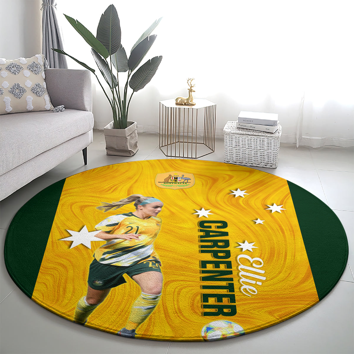 australia-soccer-round-carpet-ellie-carpenter-matildas-gold-version