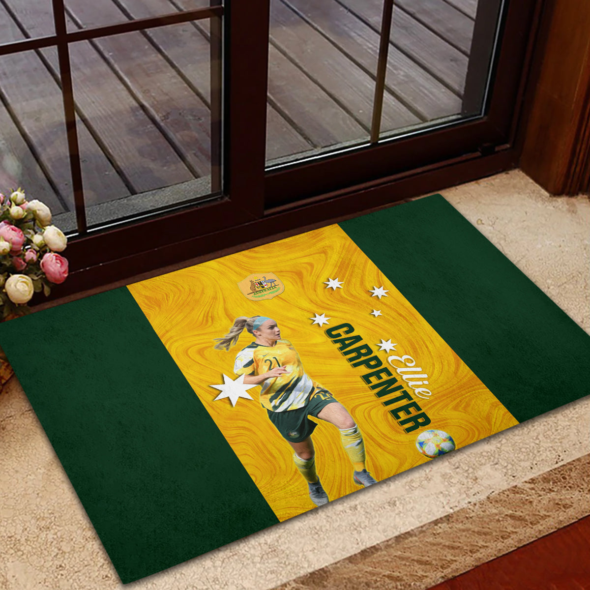 australia-soccer-rubber-doormat-ellie-carpenter-matildas-gold-version