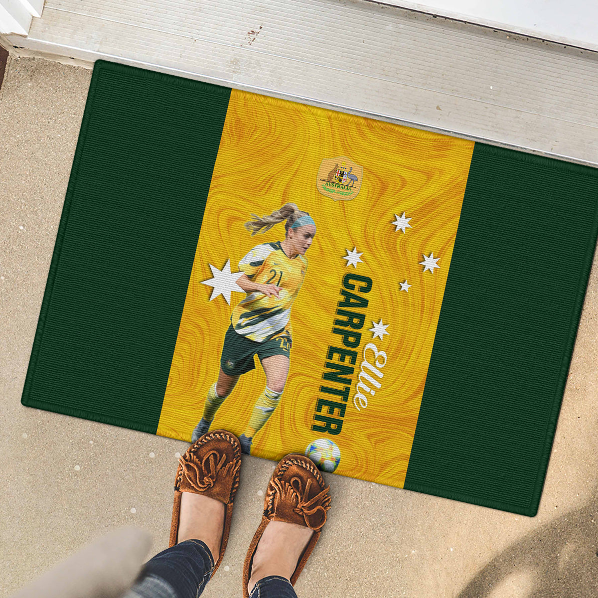 australia-soccer-rubber-doormat-ellie-carpenter-matildas-gold-version