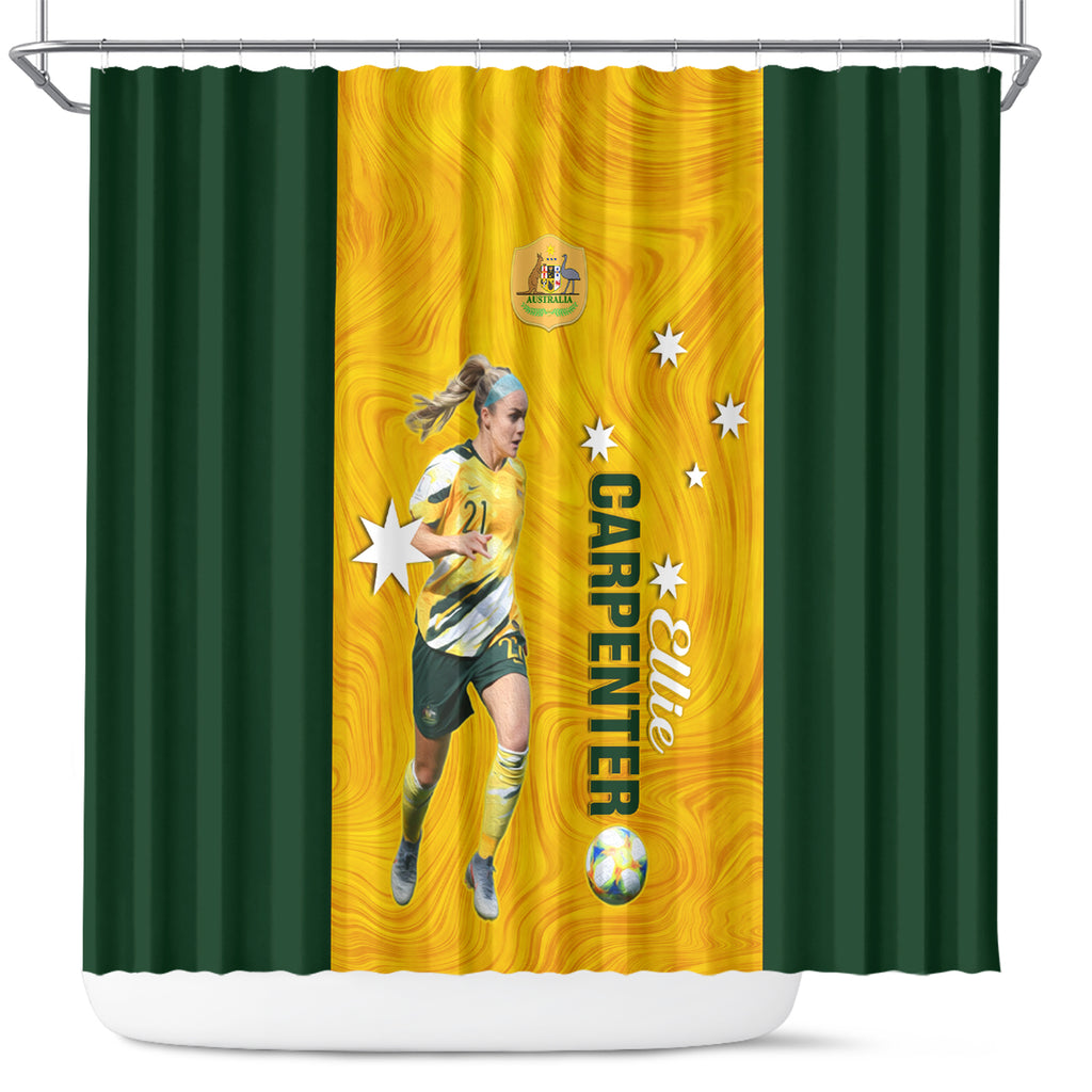 australia-soccer-shower-curtain-ellie-carpenter-matildas-gold-version