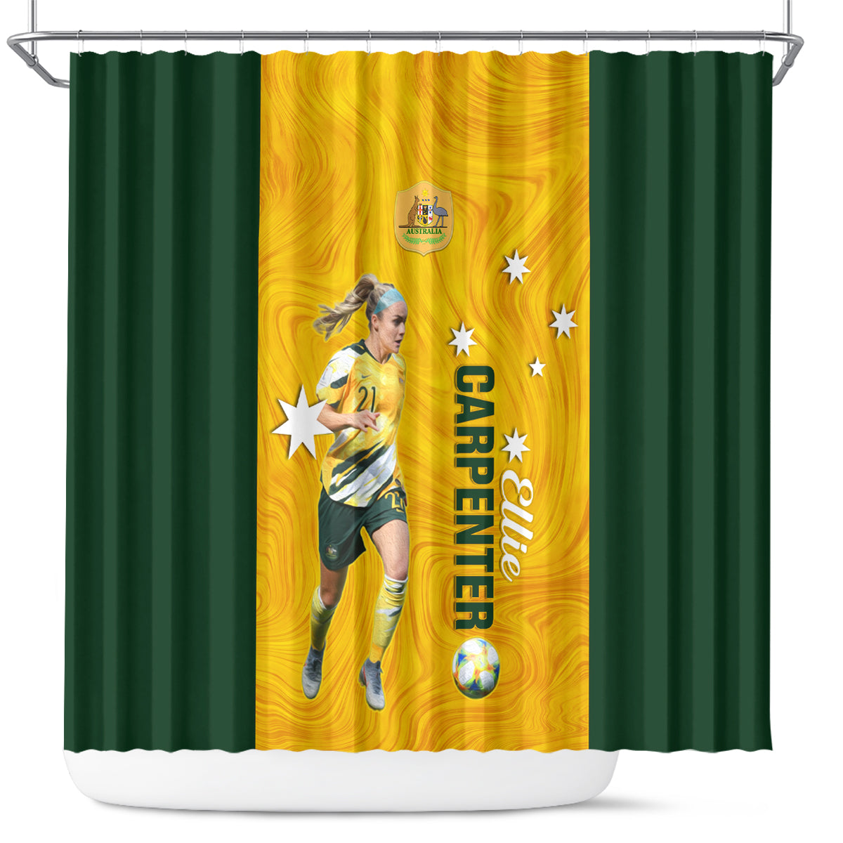 australia-soccer-shower-curtain-ellie-carpenter-matildas-gold-version