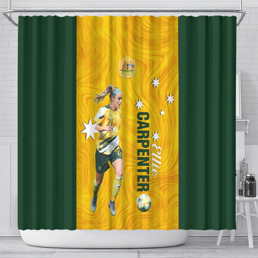 australia-soccer-shower-curtain-ellie-carpenter-matildas-gold-version