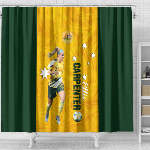 australia-soccer-shower-curtain-ellie-carpenter-matildas-gold-version