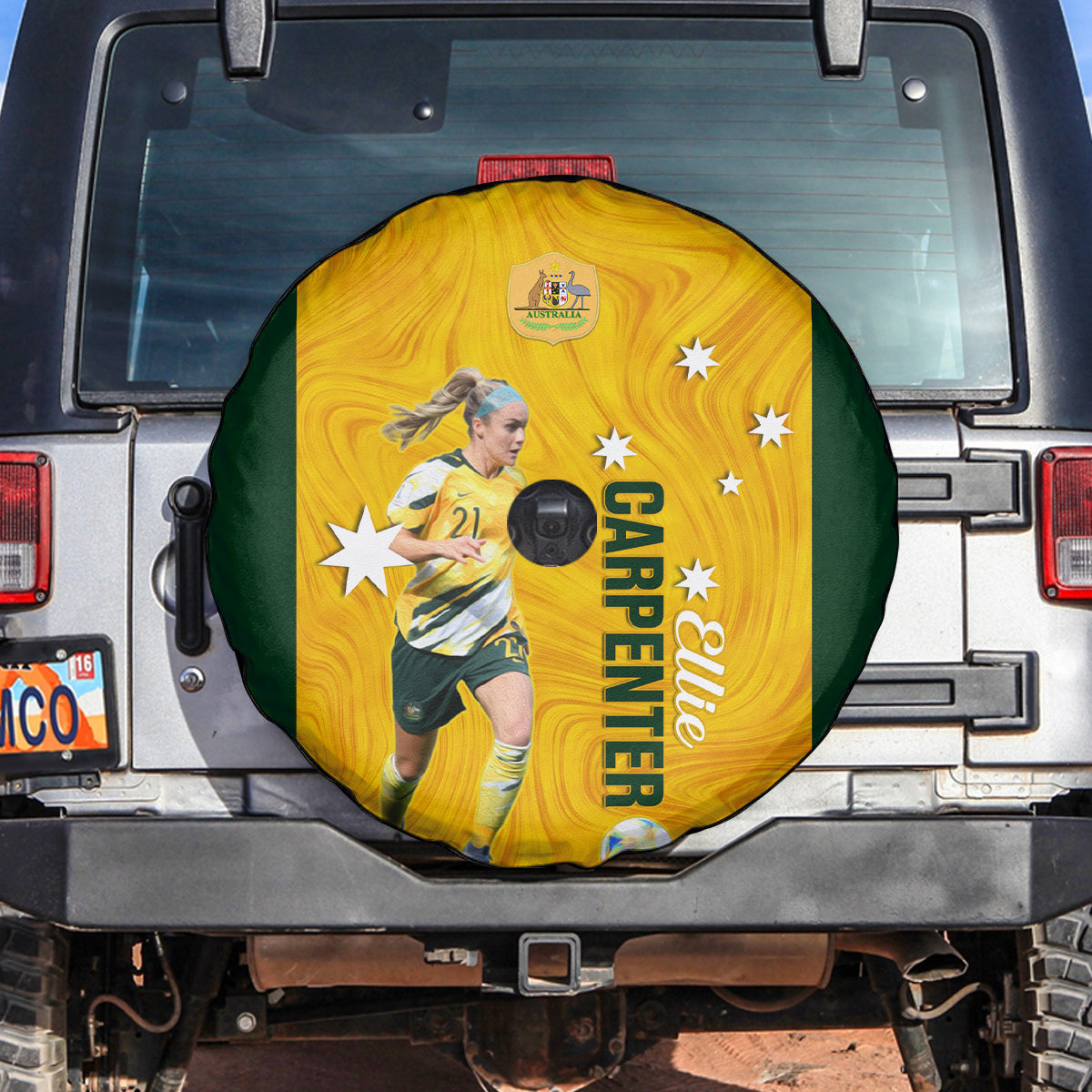 australia-soccer-spare-tire-cover-ellie-carpenter-matildas-gold-version