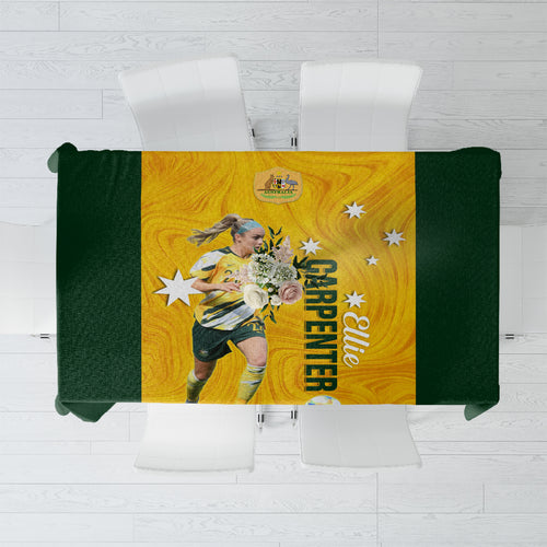 australia-soccer-tablecloth-ellie-carpenter-matildas-gold-version
