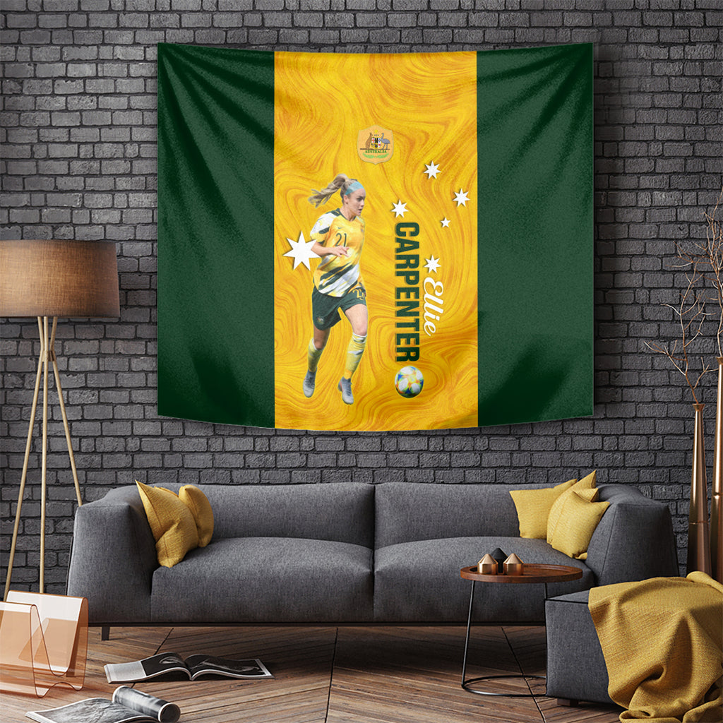 australia-soccer-tapestry-ellie-carpenter-matildas-gold-version