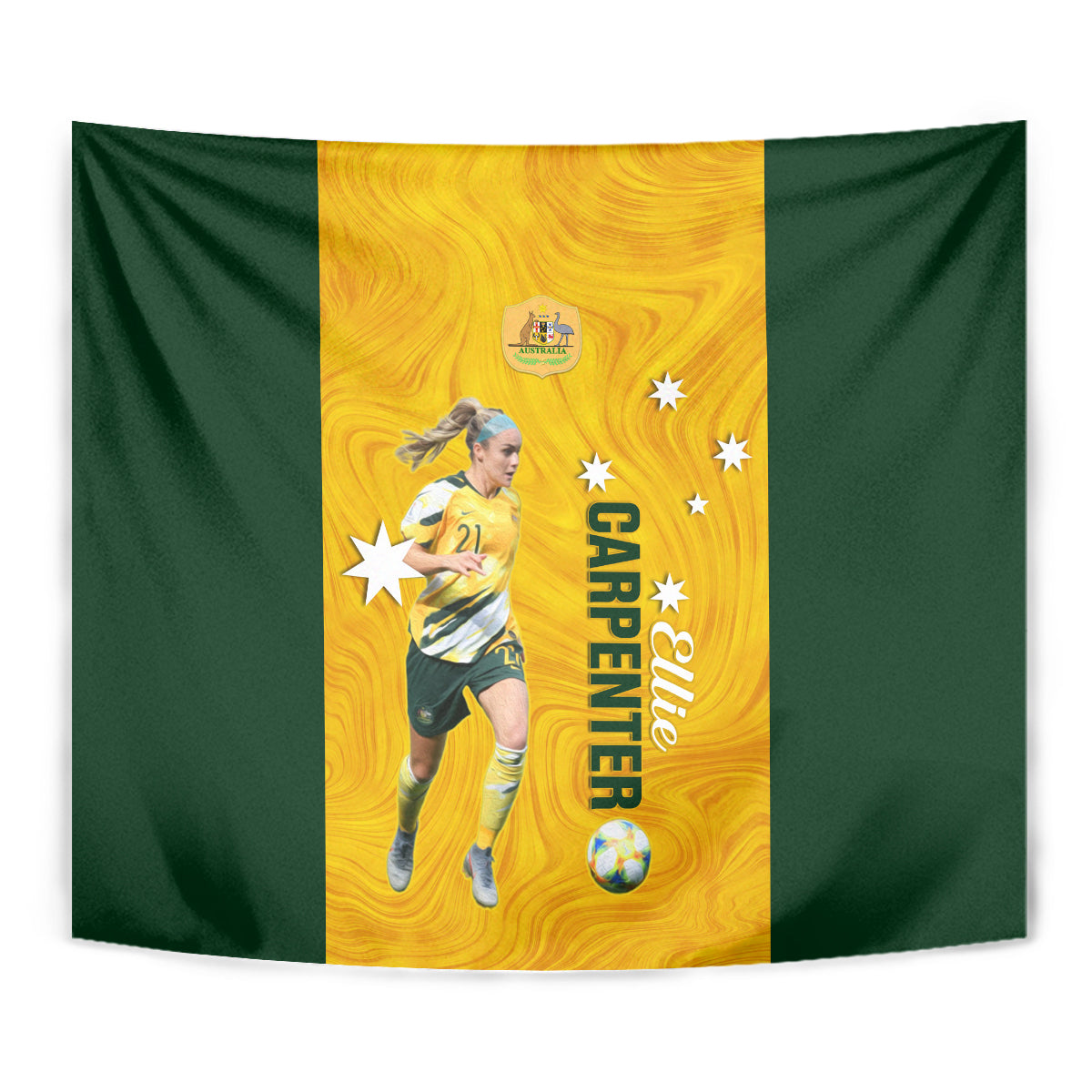 australia-soccer-tapestry-ellie-carpenter-matildas-gold-version