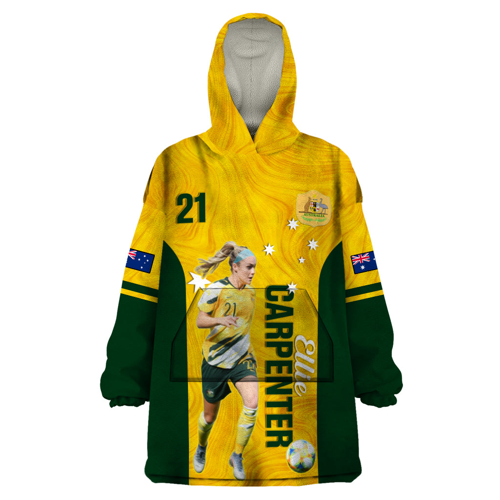 australia-soccer-wearable-blanket-hoodie-ellie-carpenter-matildas-gold-version