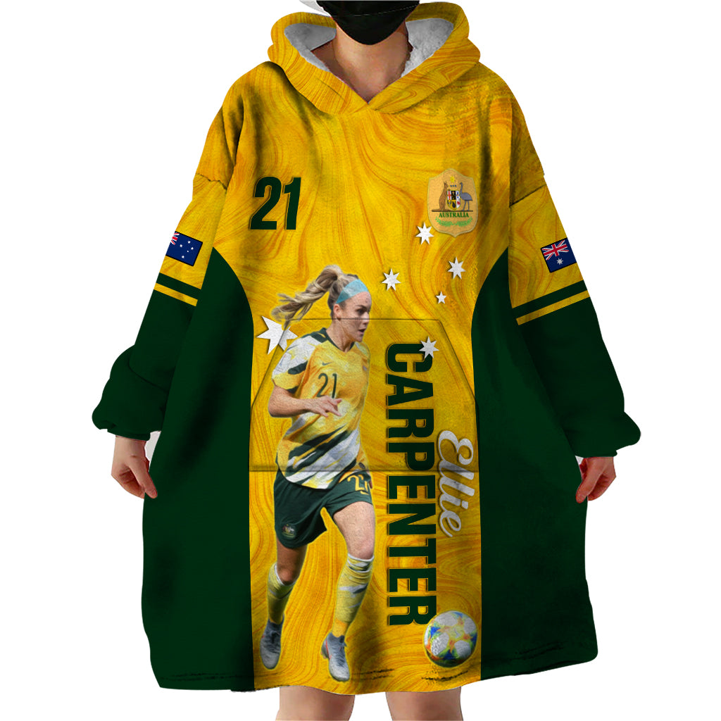 australia-soccer-wearable-blanket-hoodie-ellie-carpenter-matildas-gold-version