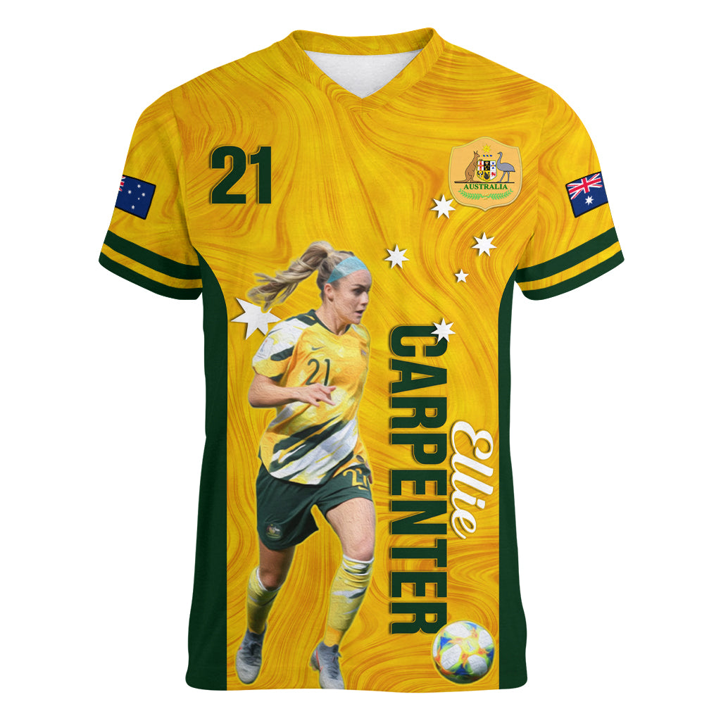 australia-soccer-women-v-neck-t-shirt-ellie-carpenter-matildas-gold-version