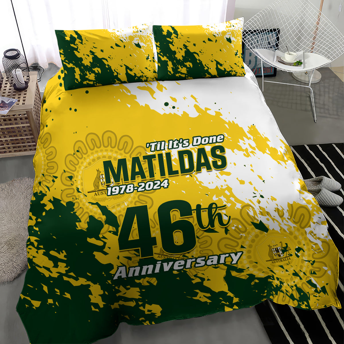 australia-soccer-bedding-set-til-its-done-matildas-2024-happy-46th-anniversary