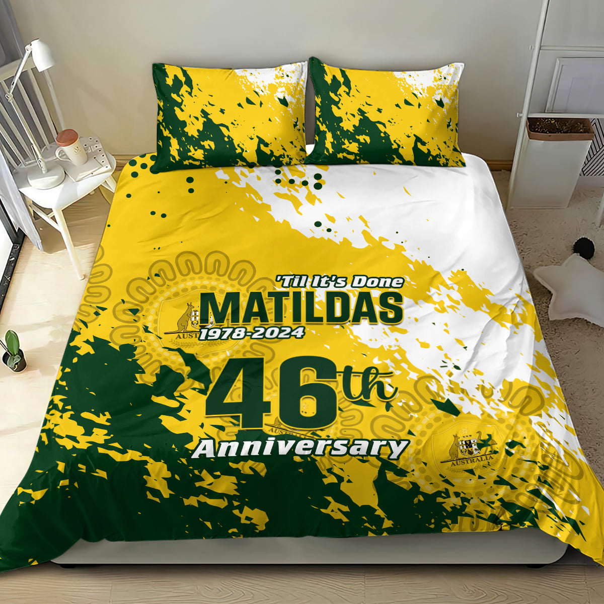 australia-soccer-bedding-set-til-its-done-matildas-2024-happy-46th-anniversary