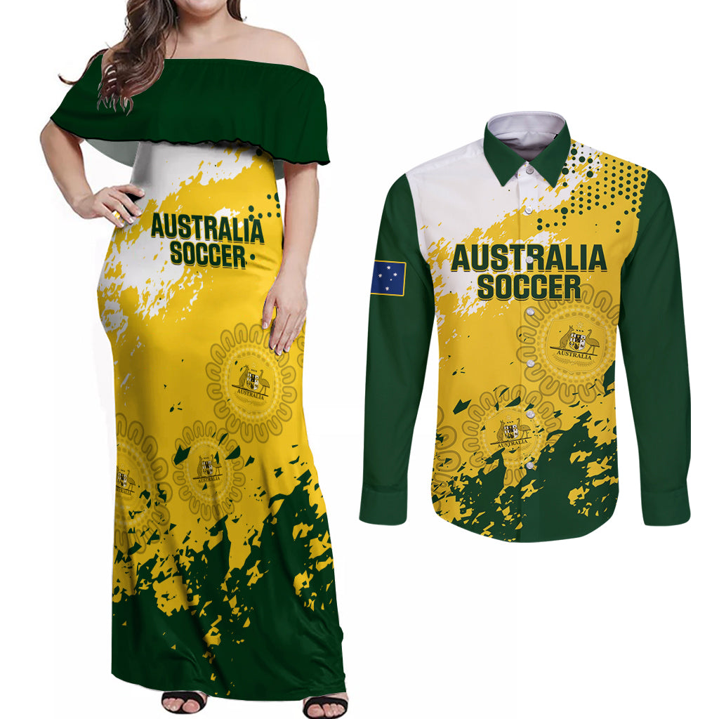 australia-soccer-couples-matching-off-shoulder-maxi-dress-and-long-sleeve-button-shirt-til-its-done-matildas-2024-happy-46th-anniversary