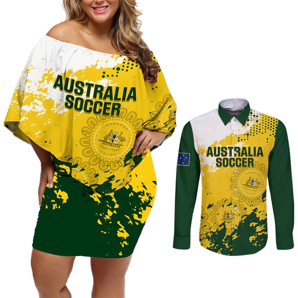 australia-soccer-couples-matching-off-shoulder-short-dress-and-long-sleeve-button-shirt-til-its-done-matildas-2024-happy-46th-anniversary