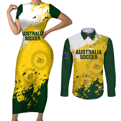 australia-soccer-couples-matching-short-sleeve-bodycon-dress-and-long-sleeve-button-shirt-til-its-done-matildas-2024-happy-46th-anniversary