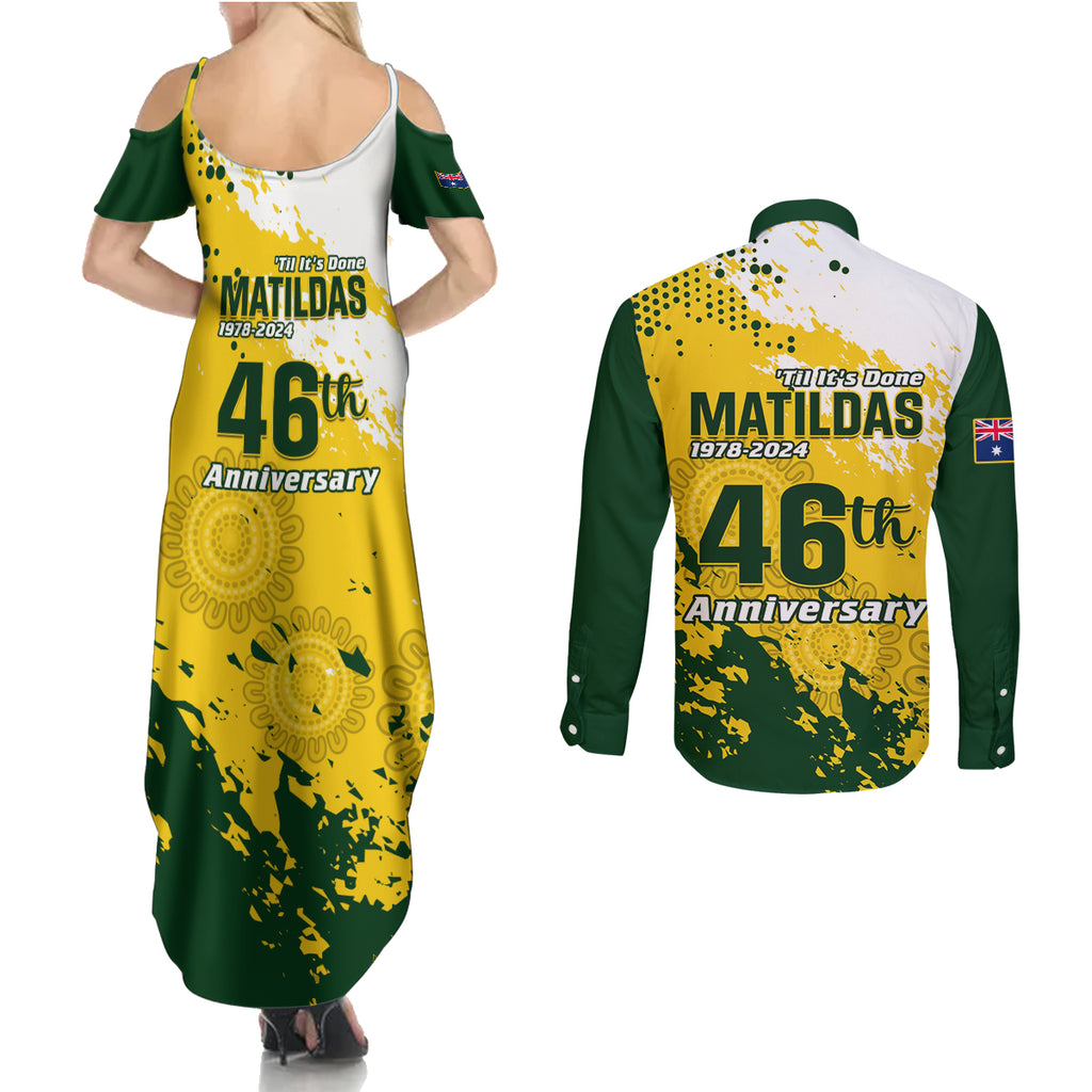 australia-soccer-couples-matching-summer-maxi-dress-and-long-sleeve-button-shirt-til-its-done-matildas-2024-happy-46th-anniversary
