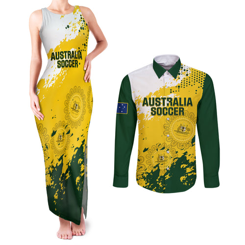 australia-soccer-couples-matching-tank-maxi-dress-and-long-sleeve-button-shirt-til-its-done-matildas-2024-happy-46th-anniversary