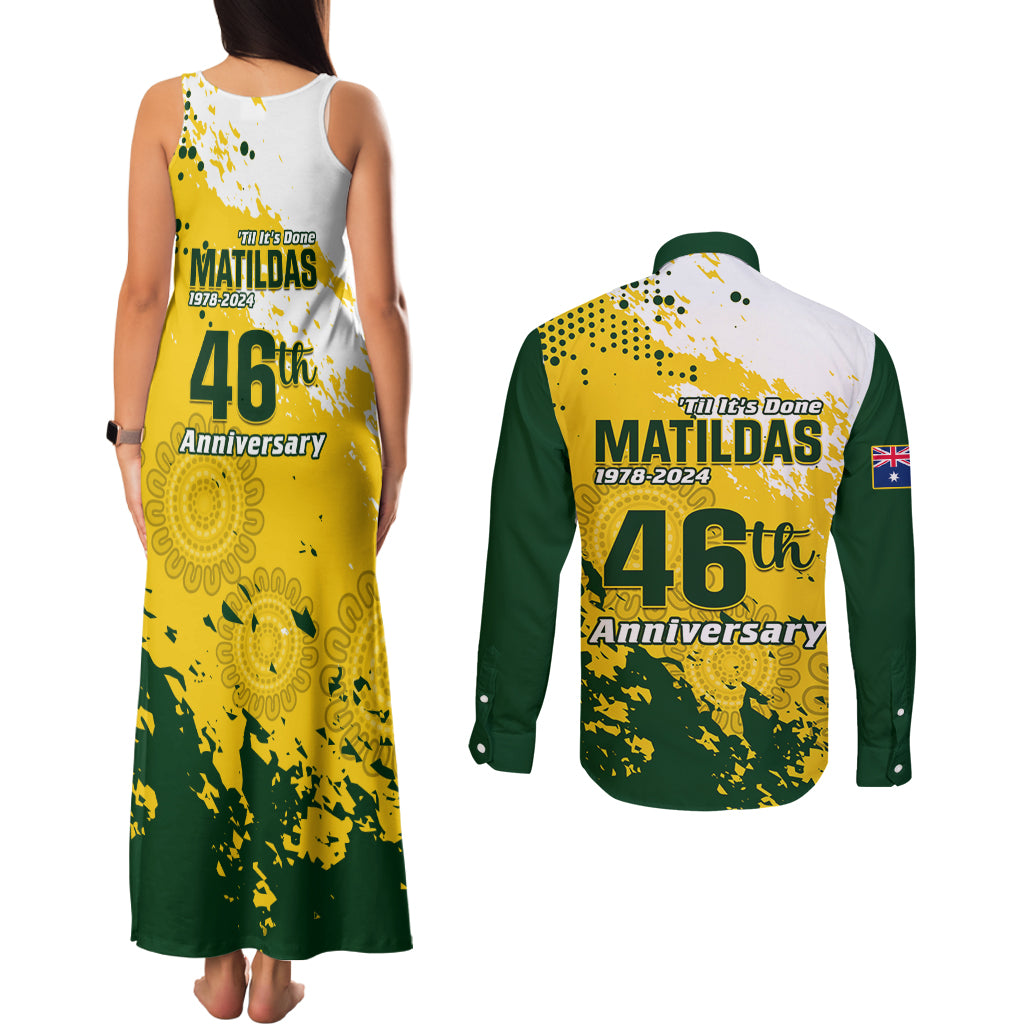 australia-soccer-couples-matching-tank-maxi-dress-and-long-sleeve-button-shirt-til-its-done-matildas-2024-happy-46th-anniversary
