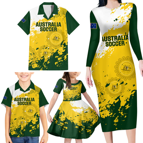 australia-soccer-family-matching-long-sleeve-bodycon-dress-and-hawaiian-shirt-til-its-done-matildas-2024-happy-46th-anniversary
