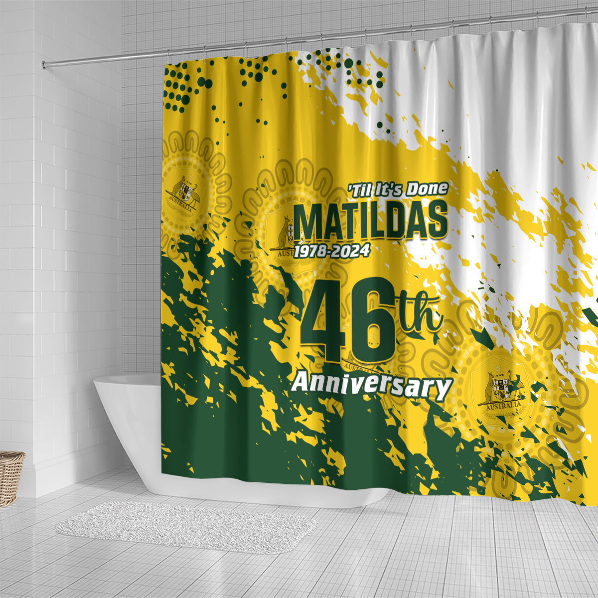 australia-soccer-shower-curtain-til-its-done-matildas-2024-happy-46th-anniversary