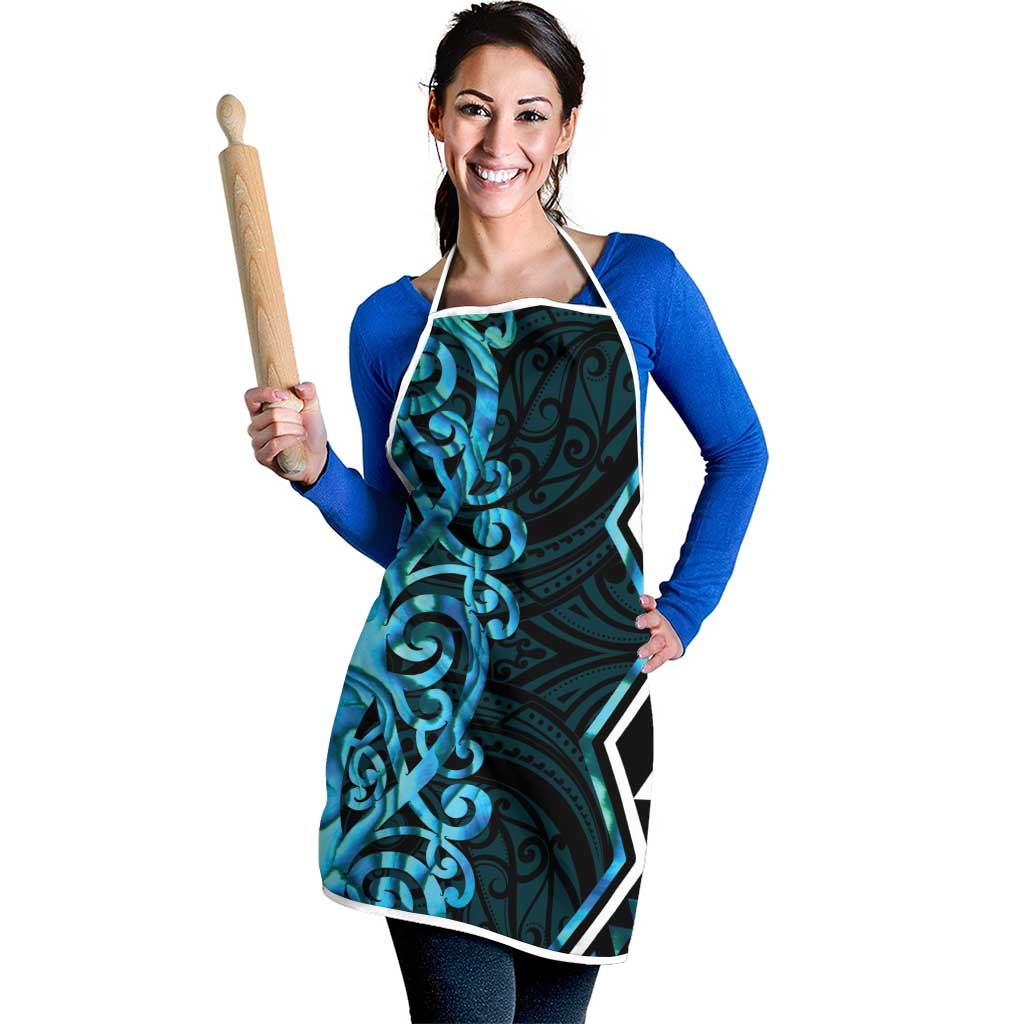 Turquoise Aotearoa Apron Taniko Motifs With Paua Shell Kowhaiwhai - Aussie Hoodie