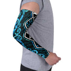 Turquoise Aotearoa Arm Sleeves Taniko Motifs With Paua Shell Kowhaiwhai - Aussie Hoodie