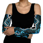 Turquoise Aotearoa Arm Sleeves Taniko Motifs With Paua Shell Kowhaiwhai - Aussie Hoodie