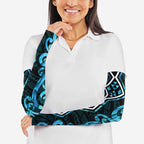 Turquoise Aotearoa Arm Sleeves Taniko Motifs With Paua Shell Kowhaiwhai - Aussie Hoodie