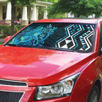 Turquoise Aotearoa Auto Sun Shade Taniko Motifs With Paua Shell Kowhaiwhai - Aussie Hoodie