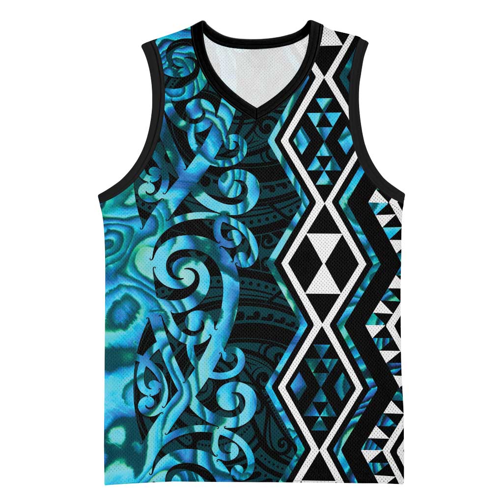 Turquoise Aotearoa Basketball Jersey Taniko Motifs With Paua Shell Kowhaiwhai - Aussie Hoodie