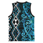Turquoise Aotearoa Basketball Jersey Taniko Motifs With Paua Shell Kowhaiwhai - Aussie Hoodie