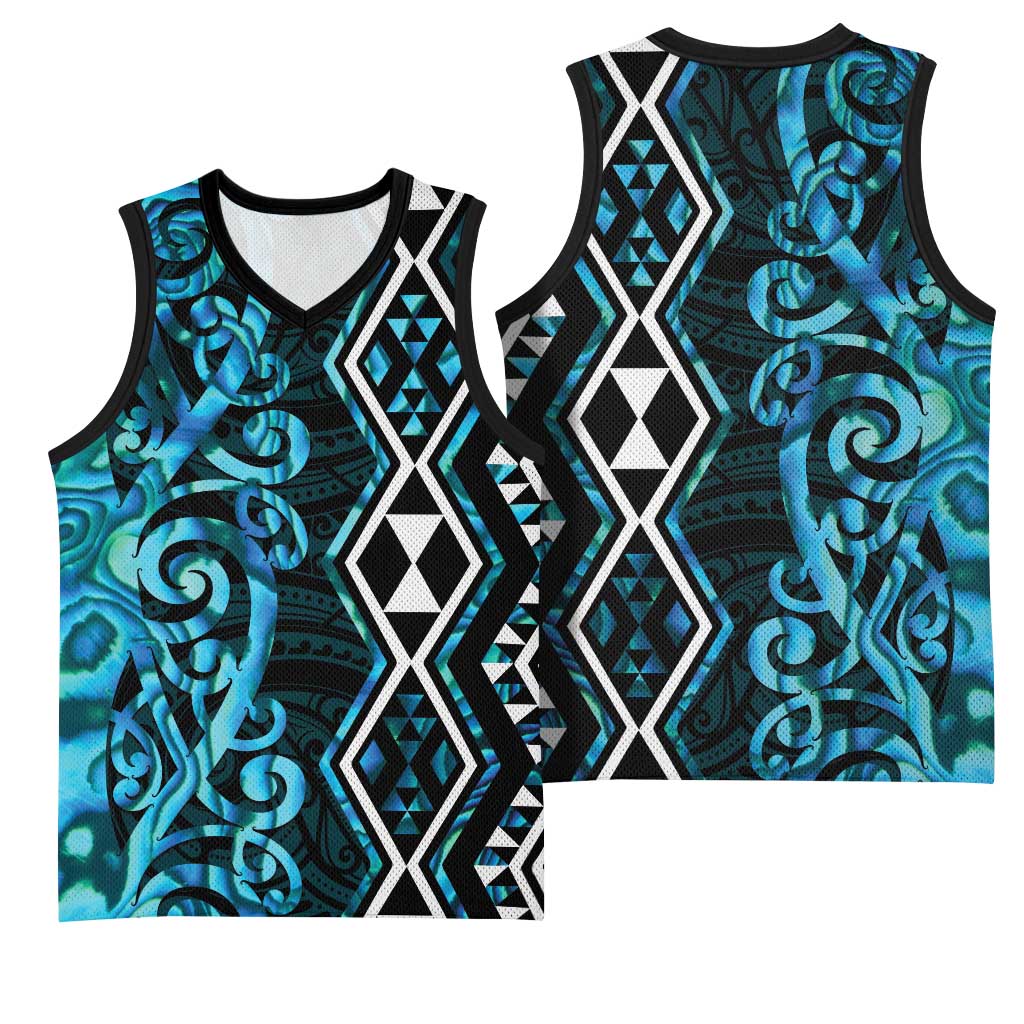 Turquoise Aotearoa Basketball Jersey Taniko Motifs With Paua Shell Kowhaiwhai - Aussie Hoodie